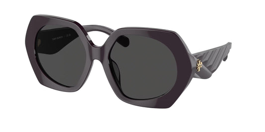 Tory Burch TY7195U 196087 55MM Bordeaux/Dark Grey Hexagonal Sunglasses for Women + BUNDLE With Deisgner iWear Complimentary Eyewear Kit