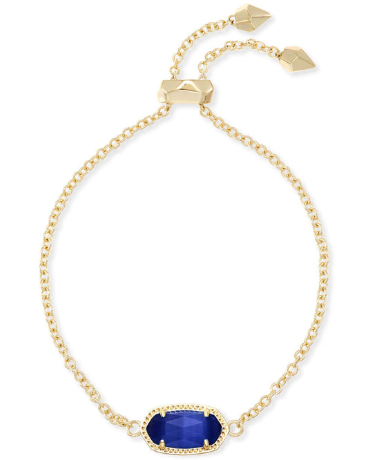 Kendra Scott Elaina Link Chain Bracelet for Women, Dainty Fashion Jewelry, 14k Gold-Plated Brass, Cobalt Cats Eye