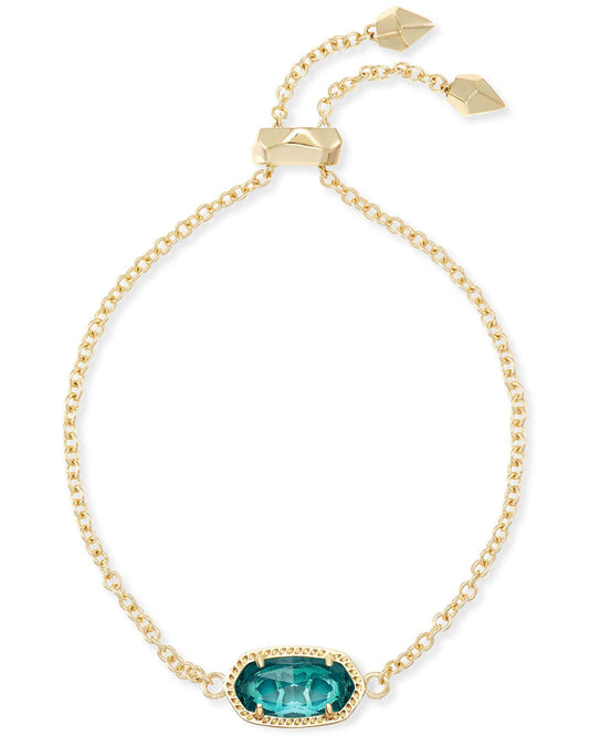 Kendra Scott Elaina Link Chain Bracelet for Women, Dainty Fashion Jewelry, 14k Gold-Plated Brass, London Blue Clear Glass