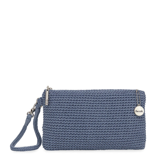 The Sak Vita Wristlet Purse - Small Hand Crochet Women's Clutch for Everyday & Travel - Mini Handbag With Card Slots & Zipper - Maritime